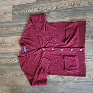 Adorable, Karen Scott Maroon/Multicolored Cardigan.